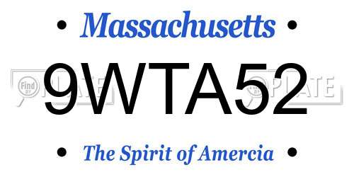 9WTA52 Massachusetts License Plate