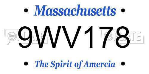 9WV178 Massachusetts License Plate