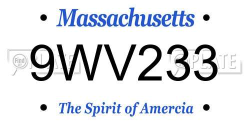 9WV233 Massachusetts License Plate