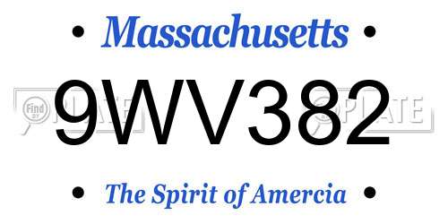 9WV382 Massachusetts License Plate