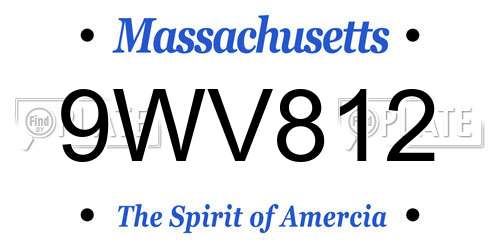 9WV812 Massachusetts License Plate