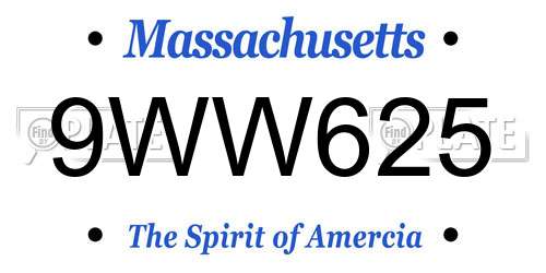 9WW625 Massachusetts License Plate