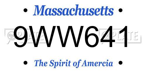 9WW641 Massachusetts License Plate