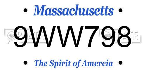 9WW798 Massachusetts License Plate