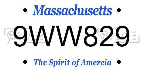 9WW829 Massachusetts License Plate