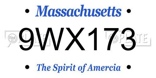 9WX173 Massachusetts License Plate