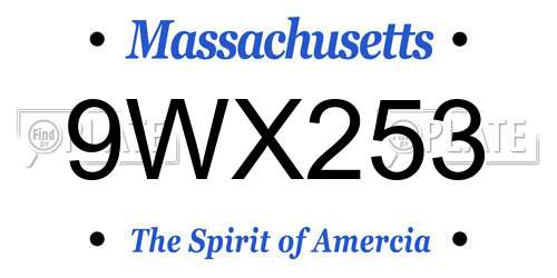 9WX253 Massachusetts License Plate