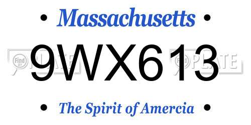 9WX613 Massachusetts License Plate