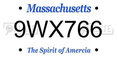 9WX766 Massachusetts License Plate