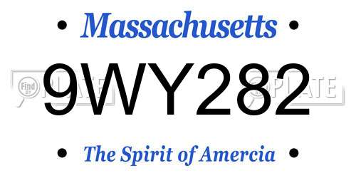 9WY282 Massachusetts License Plate