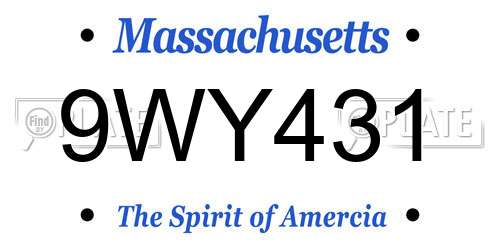 9WY431 Massachusetts License Plate