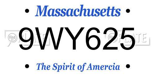 9WY625 Massachusetts License Plate