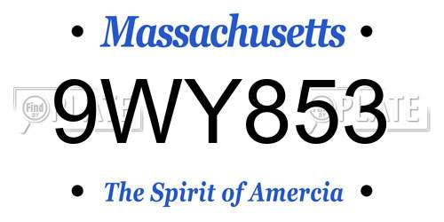 9WY853 Massachusetts License Plate