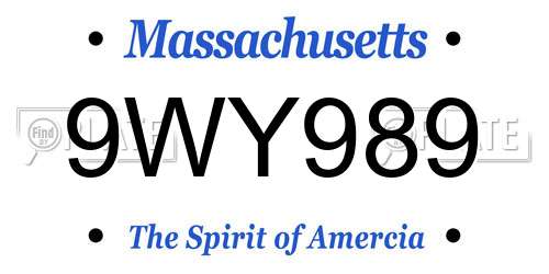 9WY989 Massachusetts License Plate