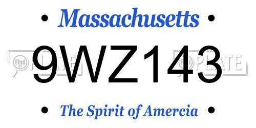 9WZ143 Massachusetts License Plate