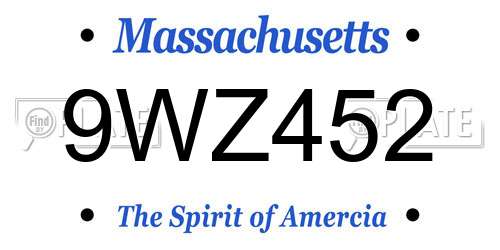9WZ452 Massachusetts License Plate