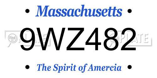 9WZ482 Massachusetts License Plate