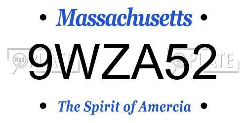 9WZA52 Massachusetts License Plate