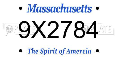 9X2784 Massachusetts License Plate
