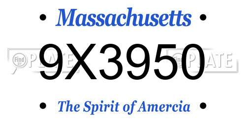 9X3950 Massachusetts License Plate