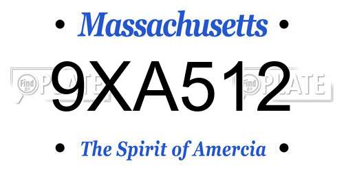 9XA512 Massachusetts License Plate