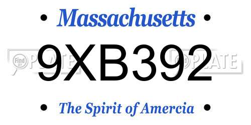 9XB392 Massachusetts License Plate