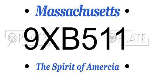9XB511 Massachusetts License Plate