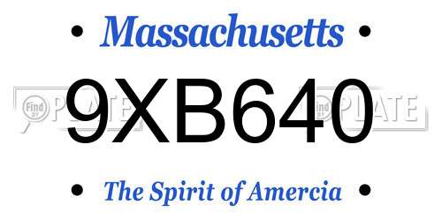 9XB640 Massachusetts License Plate