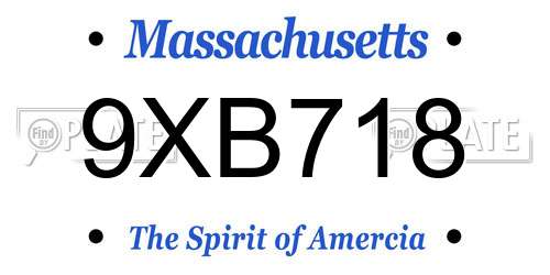 9XB718 Massachusetts License Plate