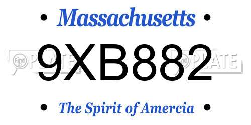 9XB882 Massachusetts License Plate