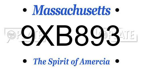 9XB893 Massachusetts License Plate