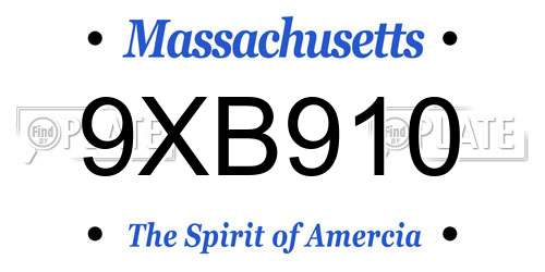 9XB910 Massachusetts License Plate