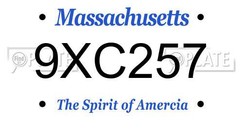 9XC257 Massachusetts License Plate