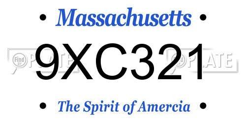 9XC321 Massachusetts License Plate