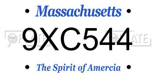 9XC544 Massachusetts License Plate