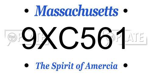 9XC561 Massachusetts License Plate
