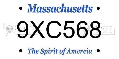 9XC568 Massachusetts License Plate