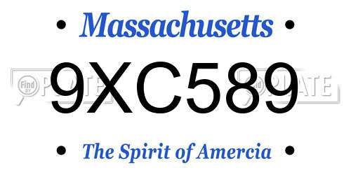 9XC589 Massachusetts License Plate
