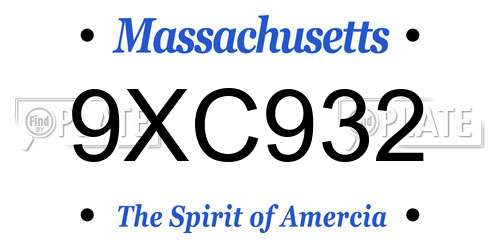 9XC932 Massachusetts License Plate