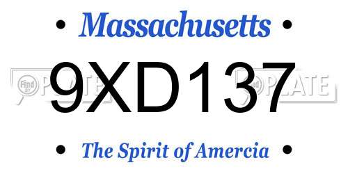 9XD137 Massachusetts License Plate