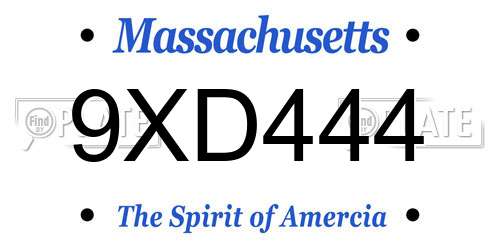 9XD444 Massachusetts License Plate