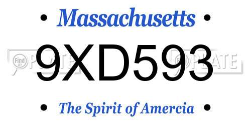 9XD593 Massachusetts License Plate