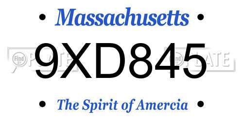 9XD845 Massachusetts License Plate