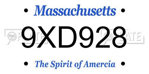 9XD928 Massachusetts License Plate