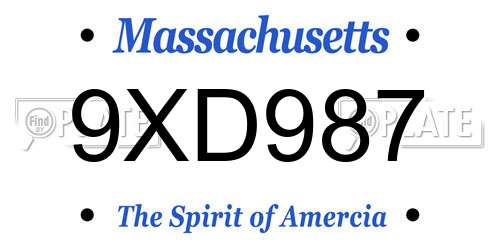 9XD987 Massachusetts License Plate