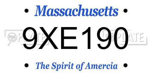 9XE190 Massachusetts License Plate