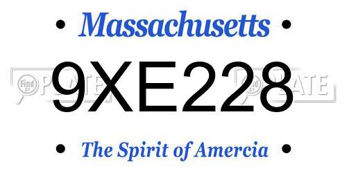 9XE228 Massachusetts License Plate