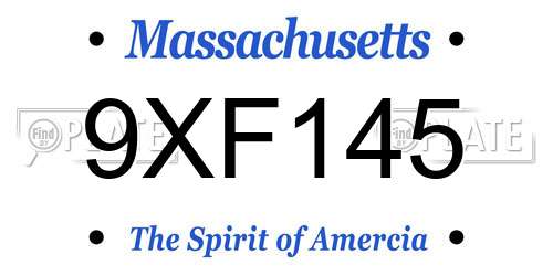 9XF145 Massachusetts License Plate