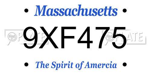 9XF475 Massachusetts License Plate