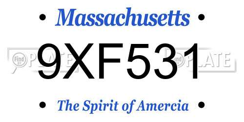 9XF531 Massachusetts License Plate